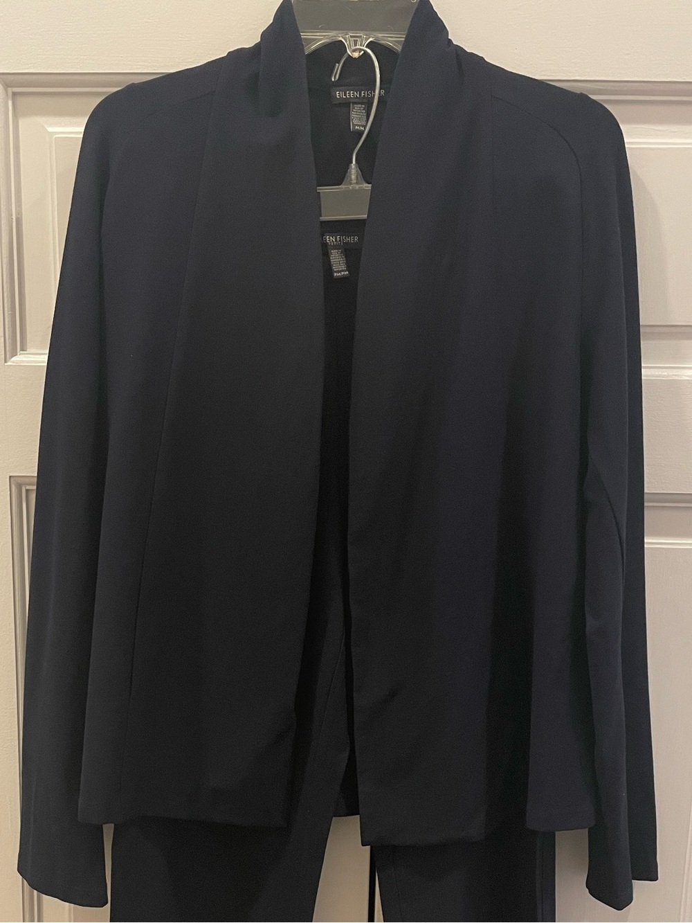 Eileen Fisher Stretch Crepe Navy Cardigan Medium